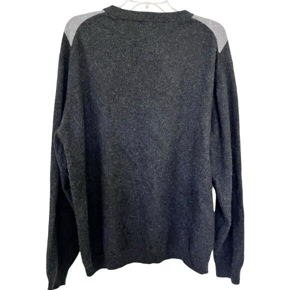Allen Solly Black Gray Argyle 100% 2-Ply Cashmere Crewneck Pullover Sweater XL - Picture 3 of 6